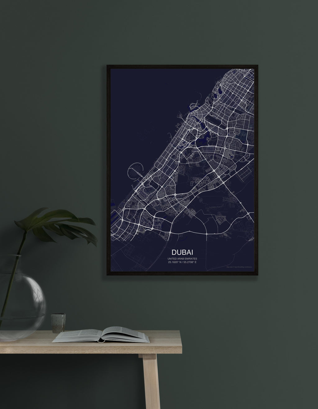 Dubai map digital download - Dark style
