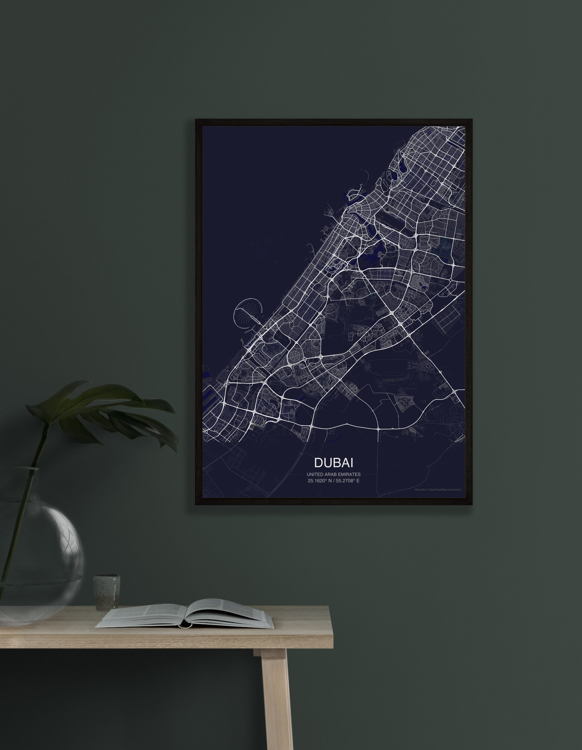Dubai map digital download - Dark style