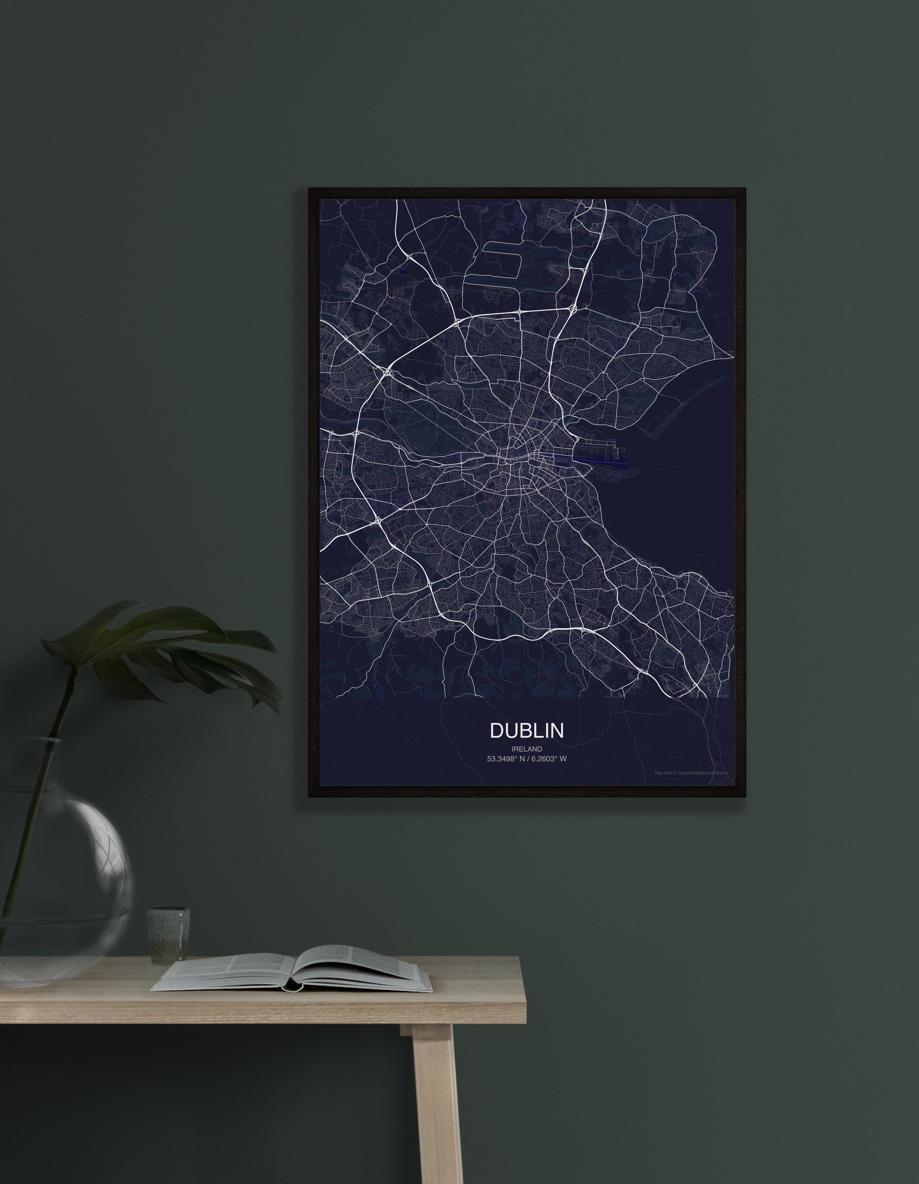 Dublin map digital download - Dark style