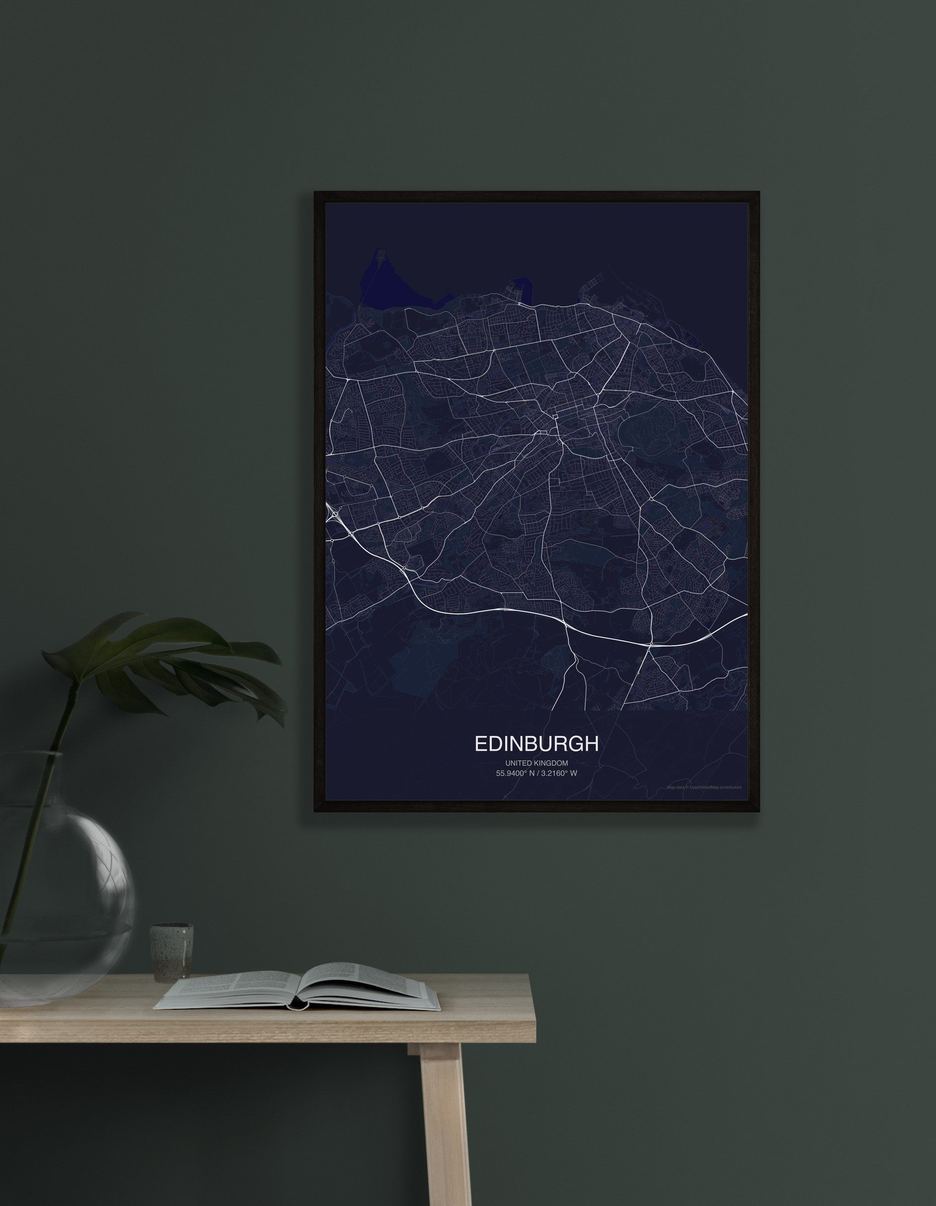 Edinburgh map digital download - Dark style