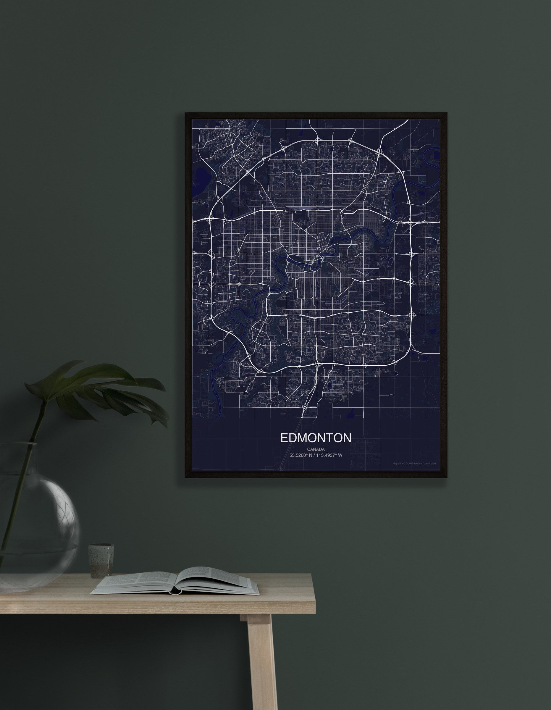Edmonton map digital download - Dark style