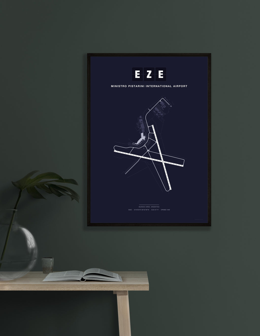 EZE Ministro Pistarini International Airport map - Dark style