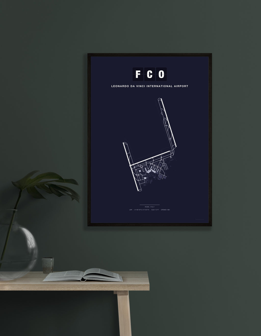 FCO Leonardo da Vinci International Airport map - Dark style