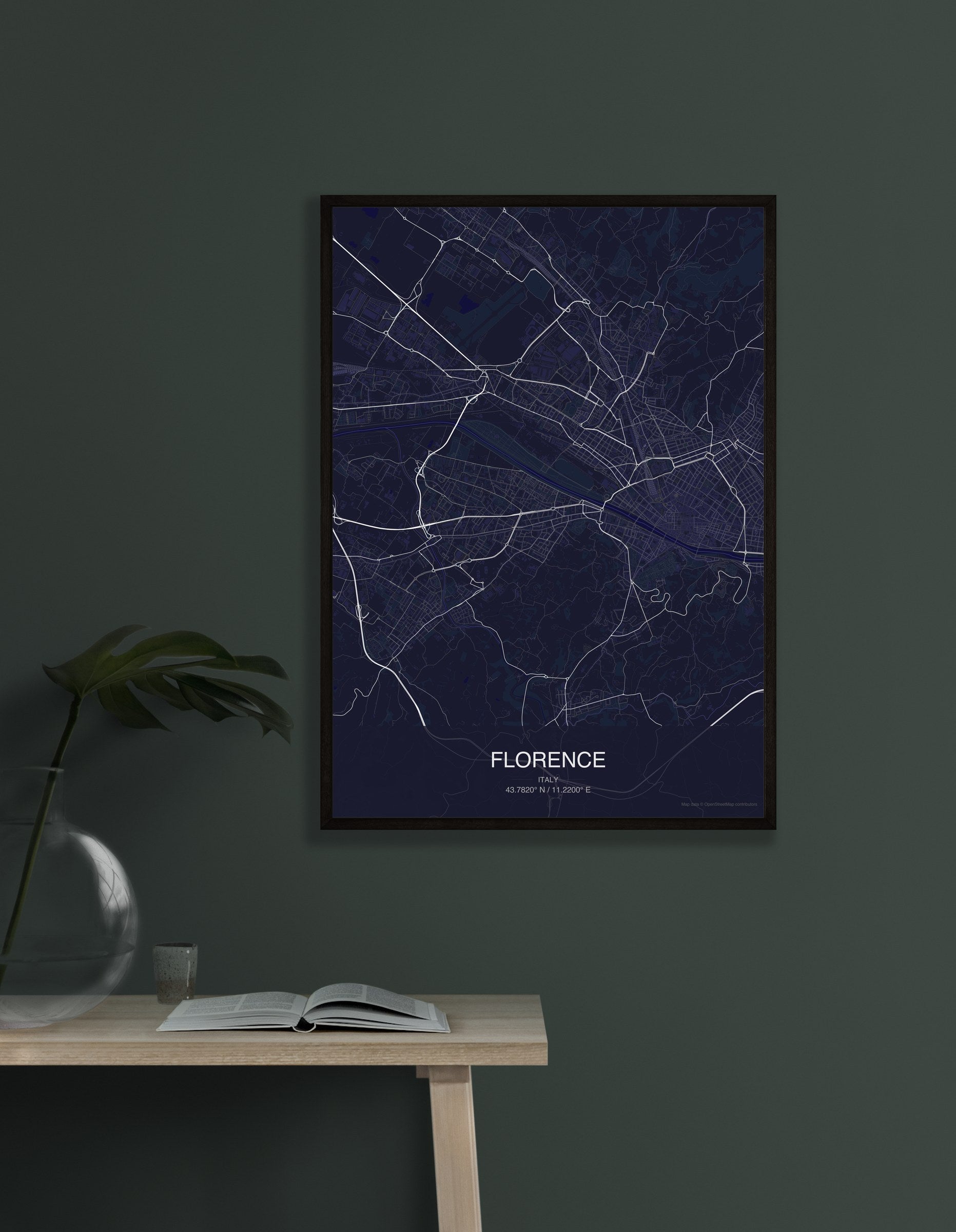 Florence map digital download - Dark style