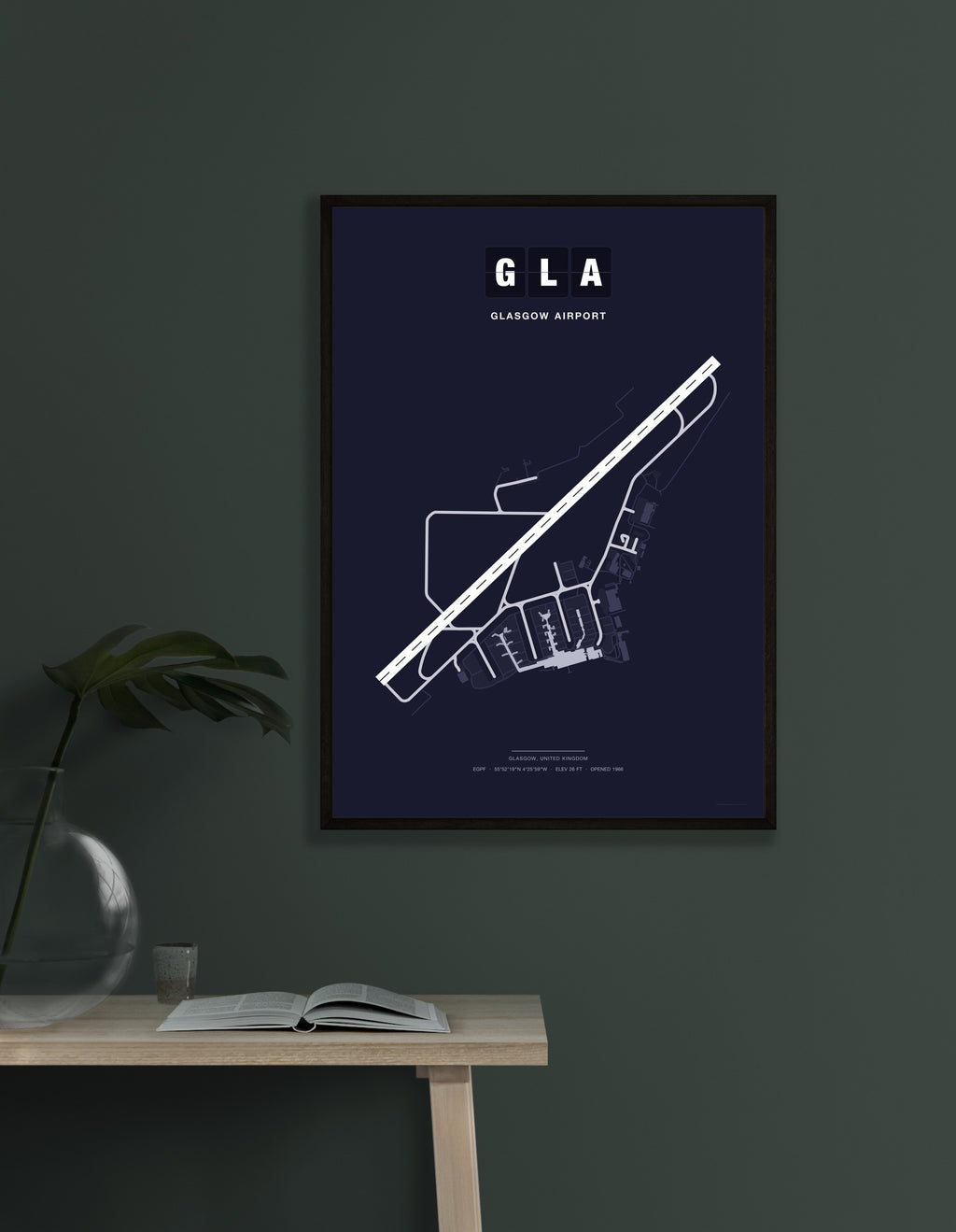 GLA Glasgow Airport map - Dark style