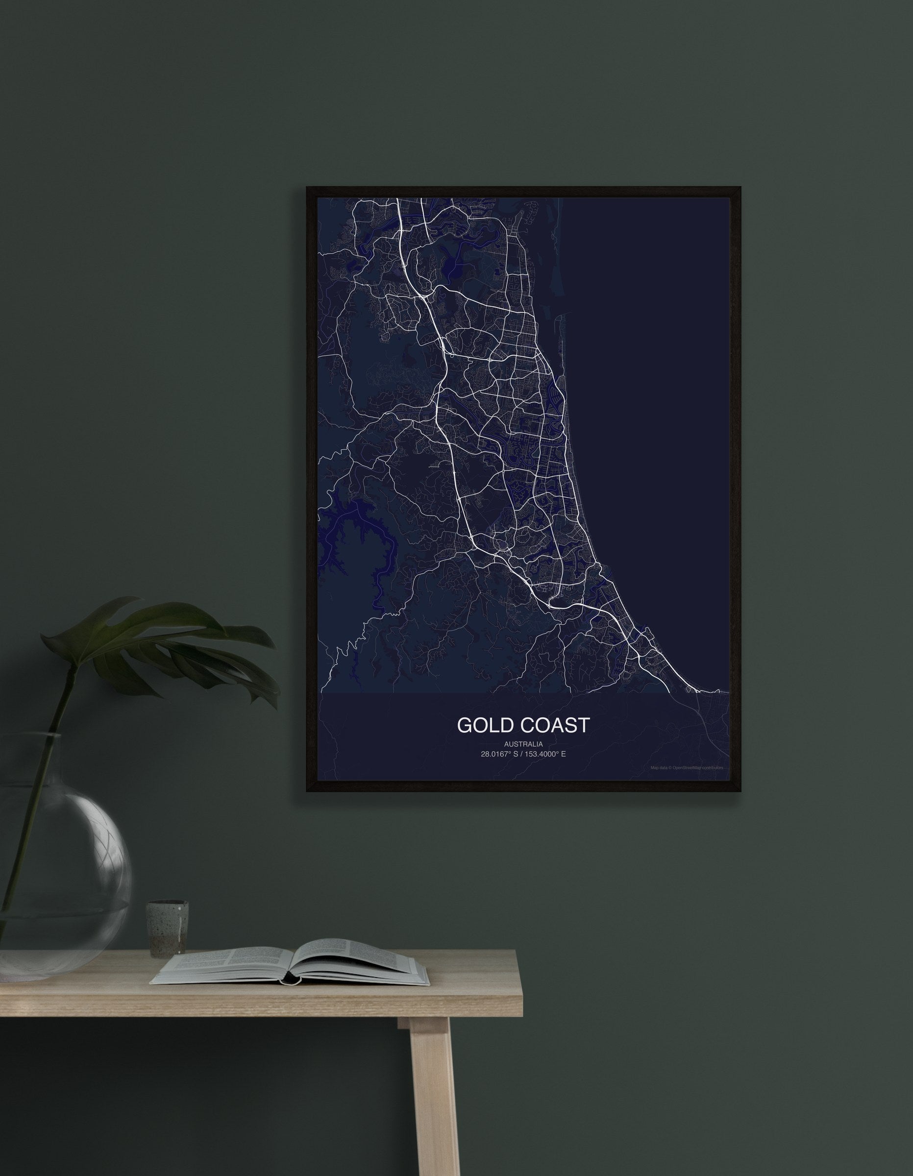 Gold Coast map digital download - Dark style