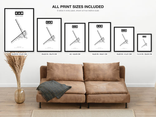 HAM Hamburg Airport map - all print sizes included, Classic
