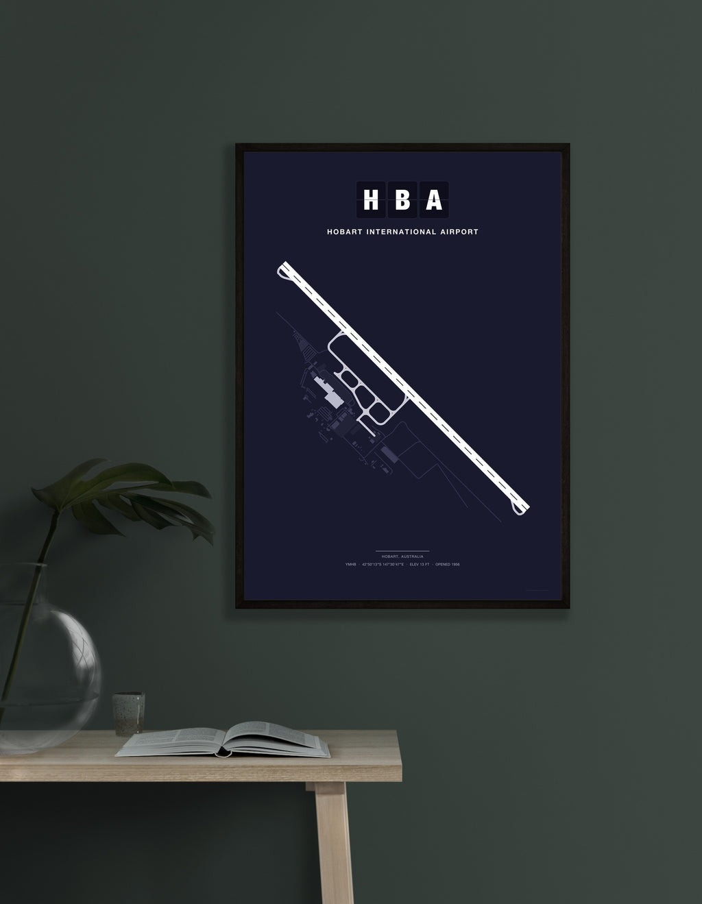 HBA Hobart International Airport map - Dark style