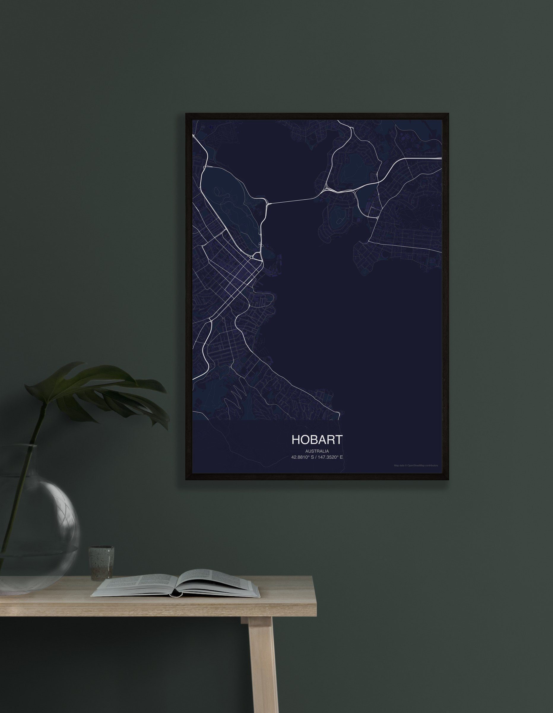 Hobart map digital download - Dark style