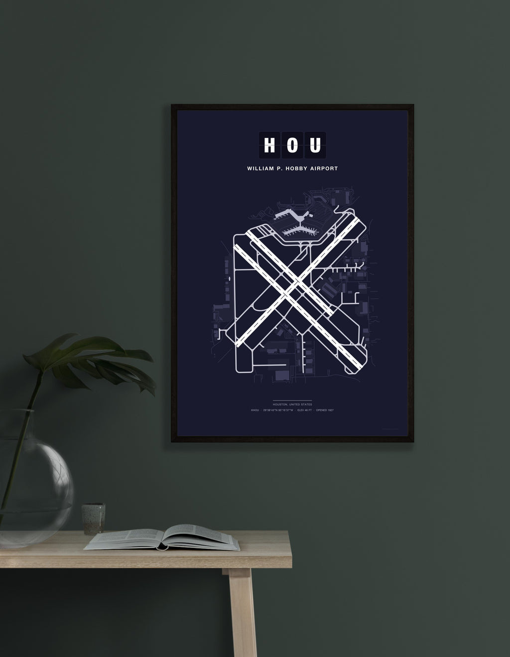 HOU William P. Hobby Airport map - Dark style