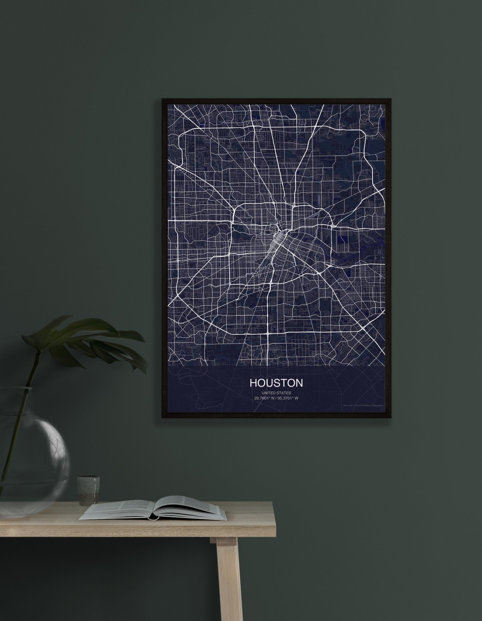 Houston map digital download - Dark style