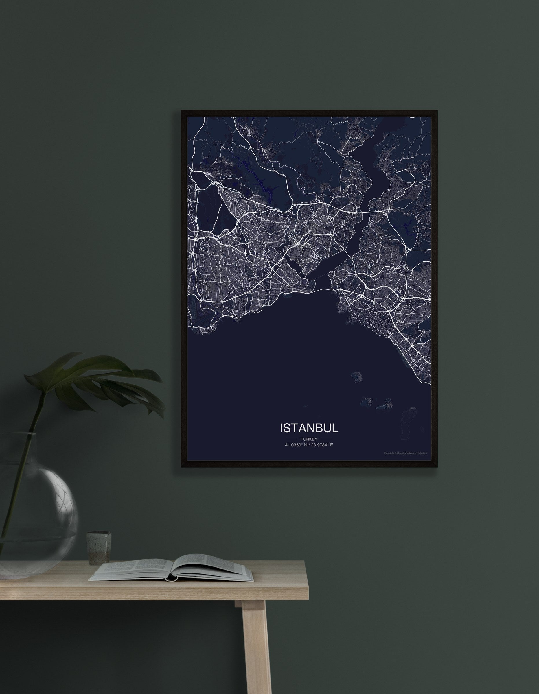 Istanbul map digital download - Dark style