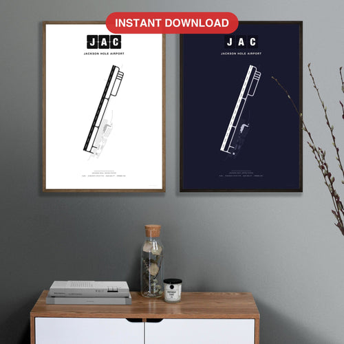 JAC Jackson Hole Airport map - Classic and Dark styles, instant download, square lead