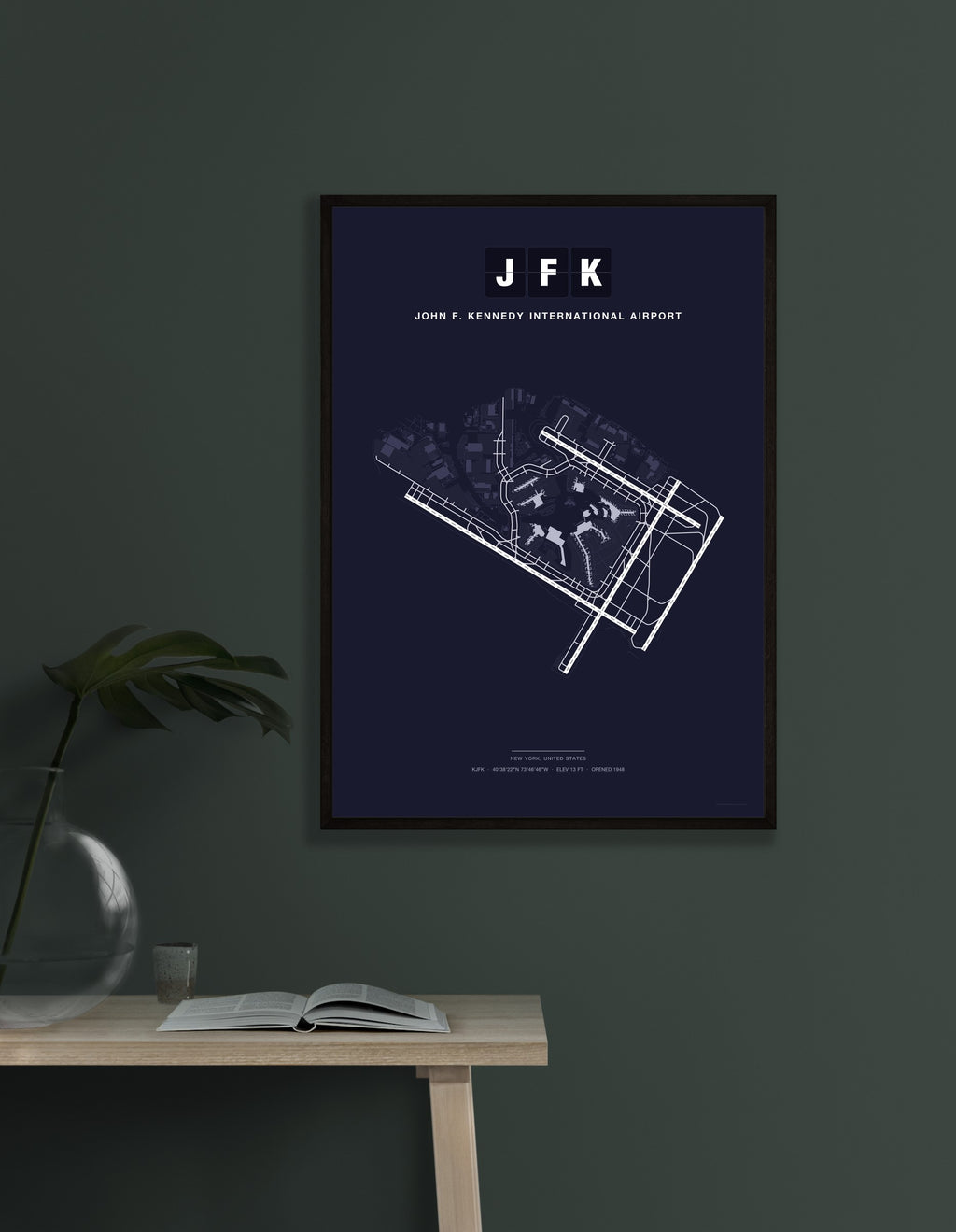 JFK John F. Kennedy International Airport map - Dark style