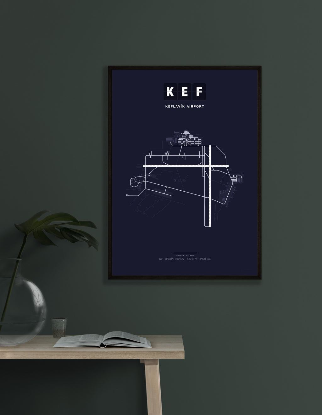 KEF Keflavík Airport map - Dark style