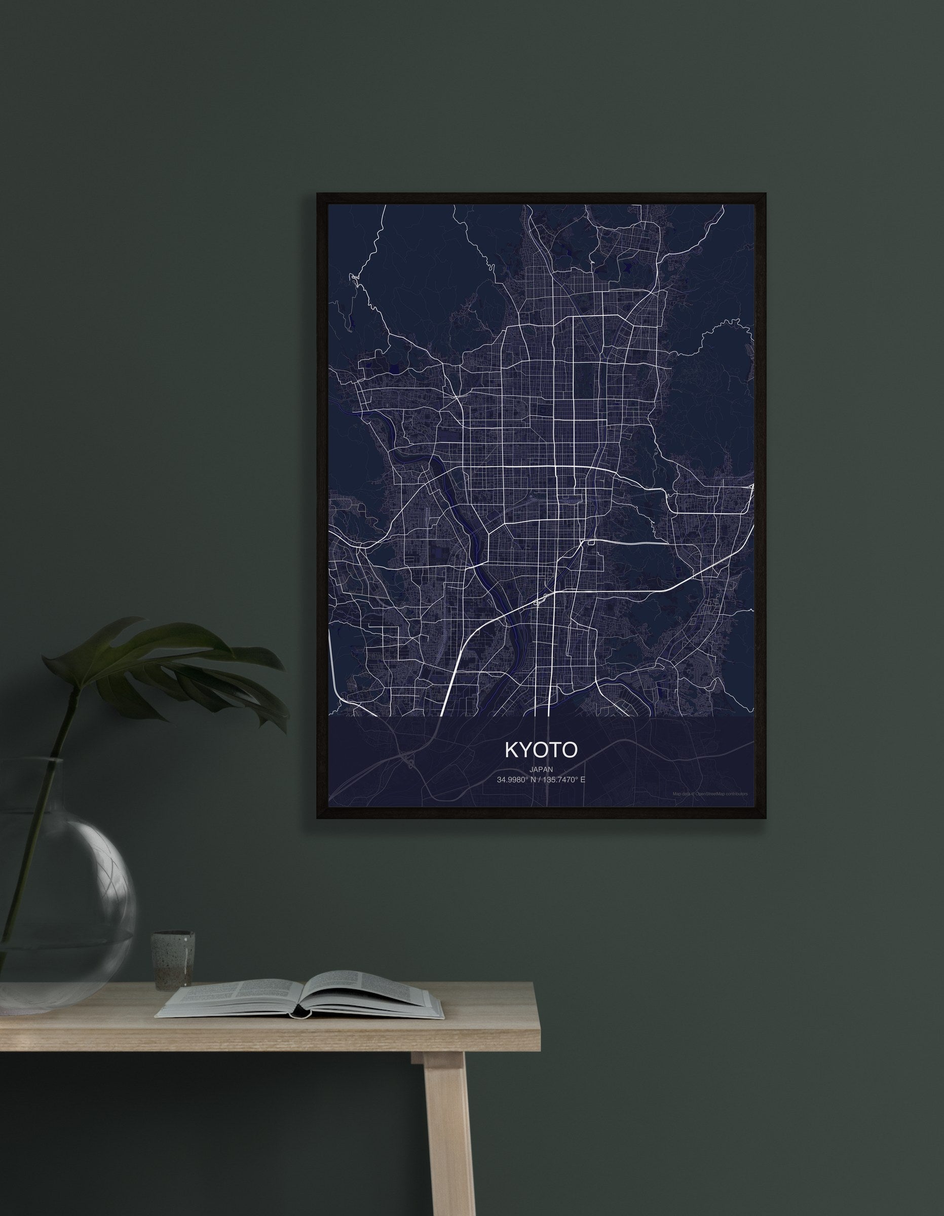 Kyoto map digital download - Dark style