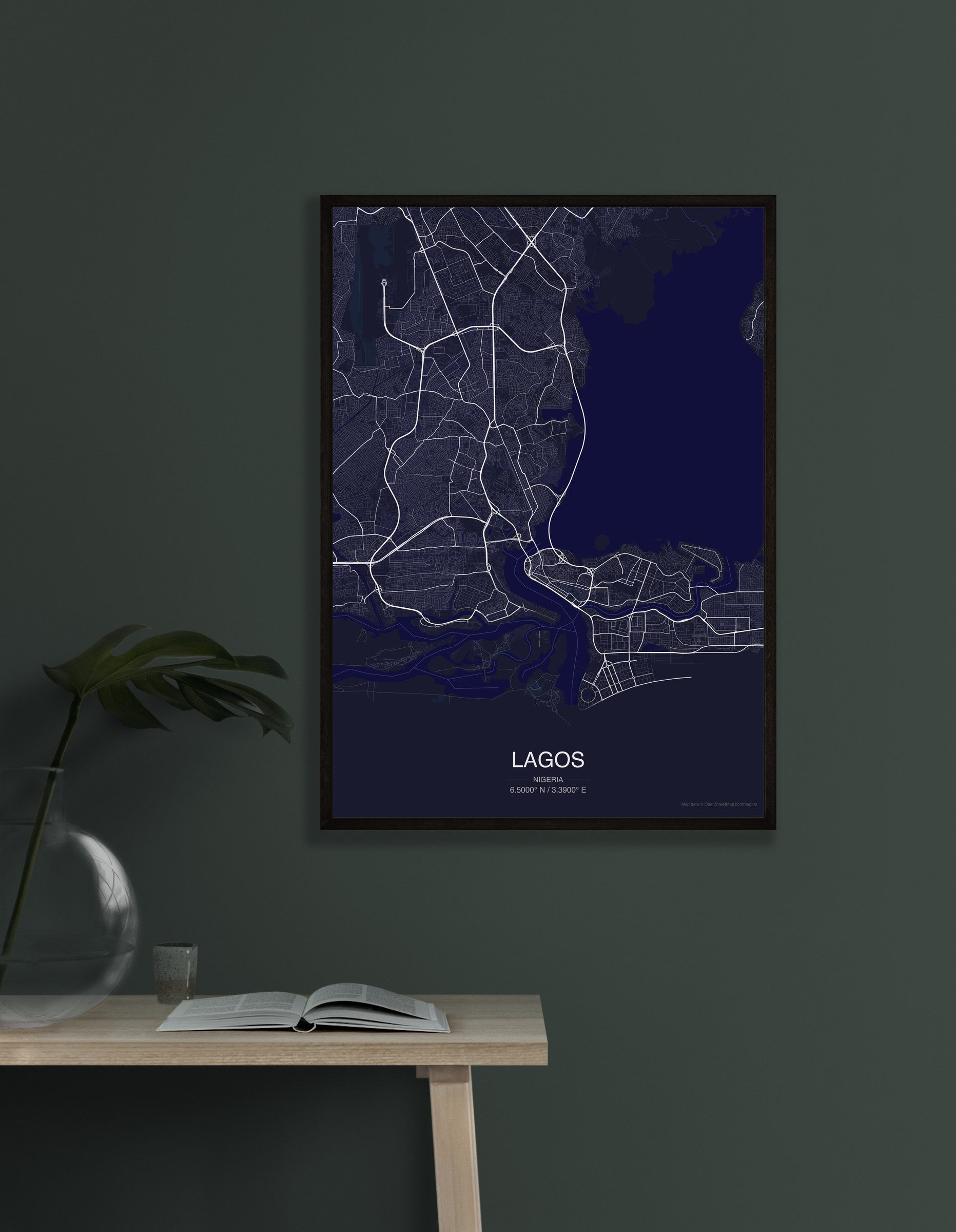 Lagos map digital download - Dark style