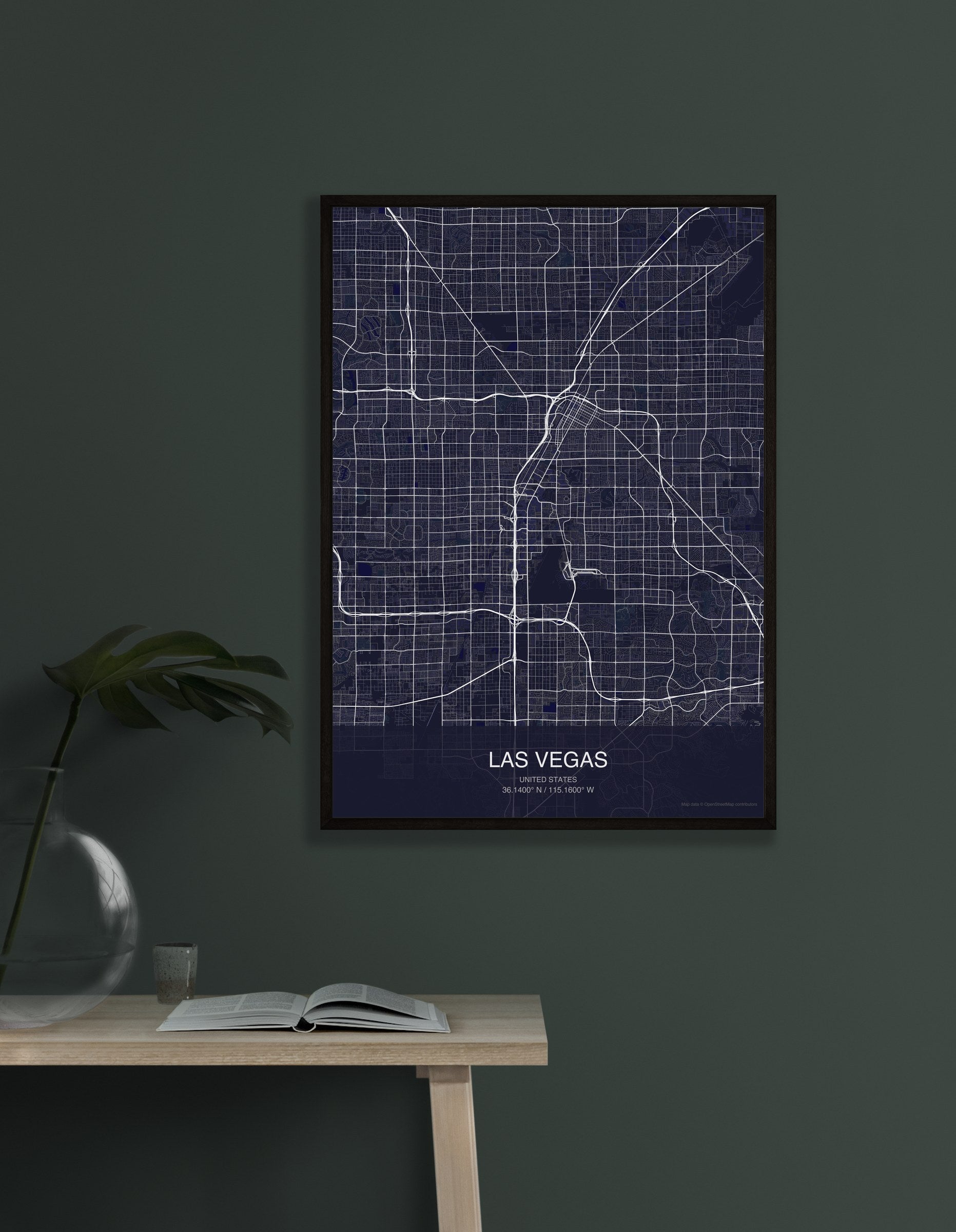 Las Vegas map digital download - Dark style