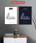 LAS Harry Reid International Airport map - Classic and Dark styles, instant download