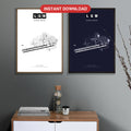 LGW Gatwick Airport map - Classic and Dark styles, instant download, square lead
