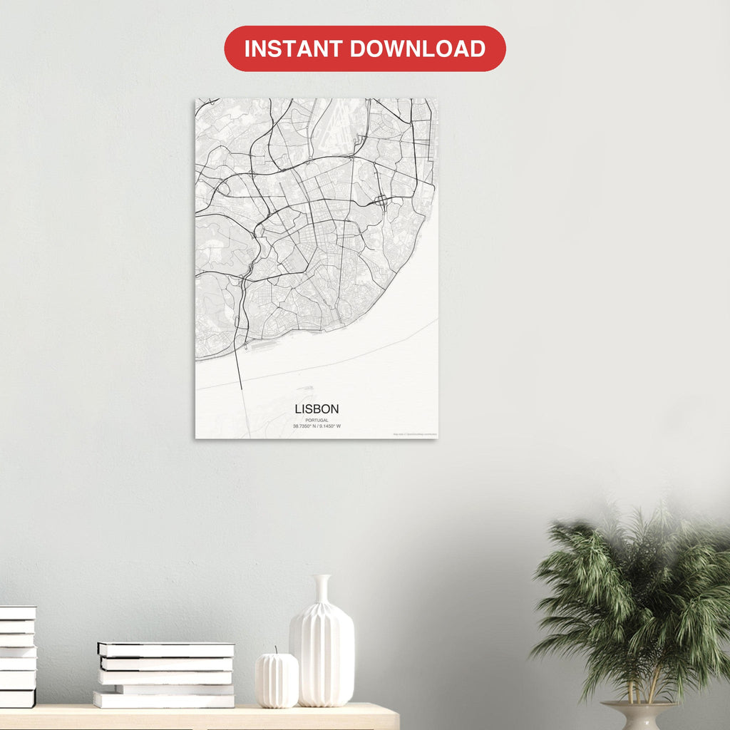 Lisbon map digital download — Classic style, instant download