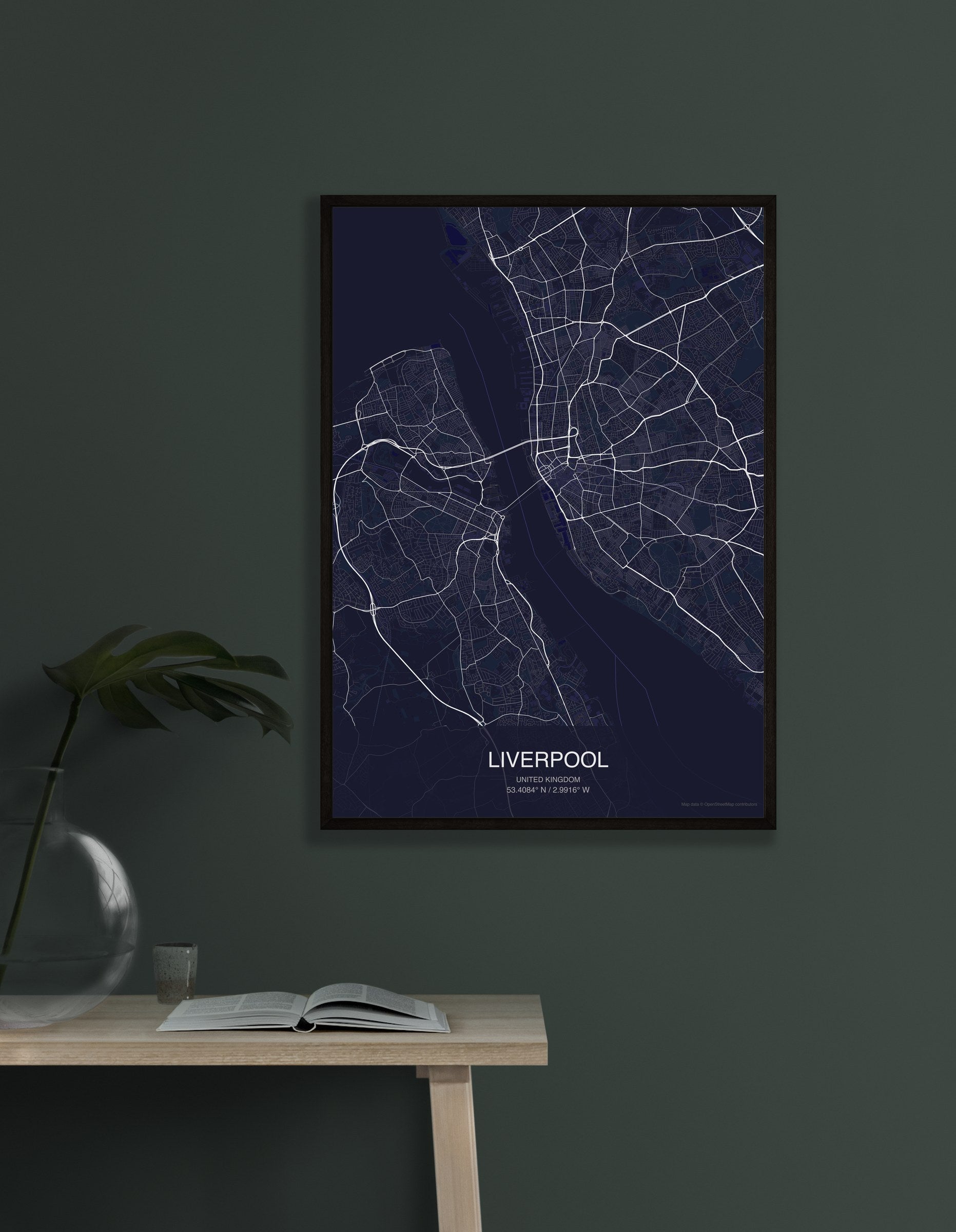 Liverpool map digital download - Dark style