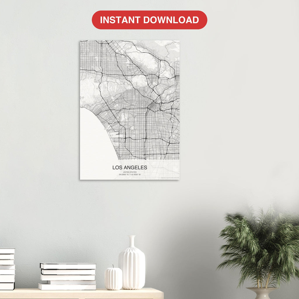 Los Angeles map digital download — Classic style, instant download