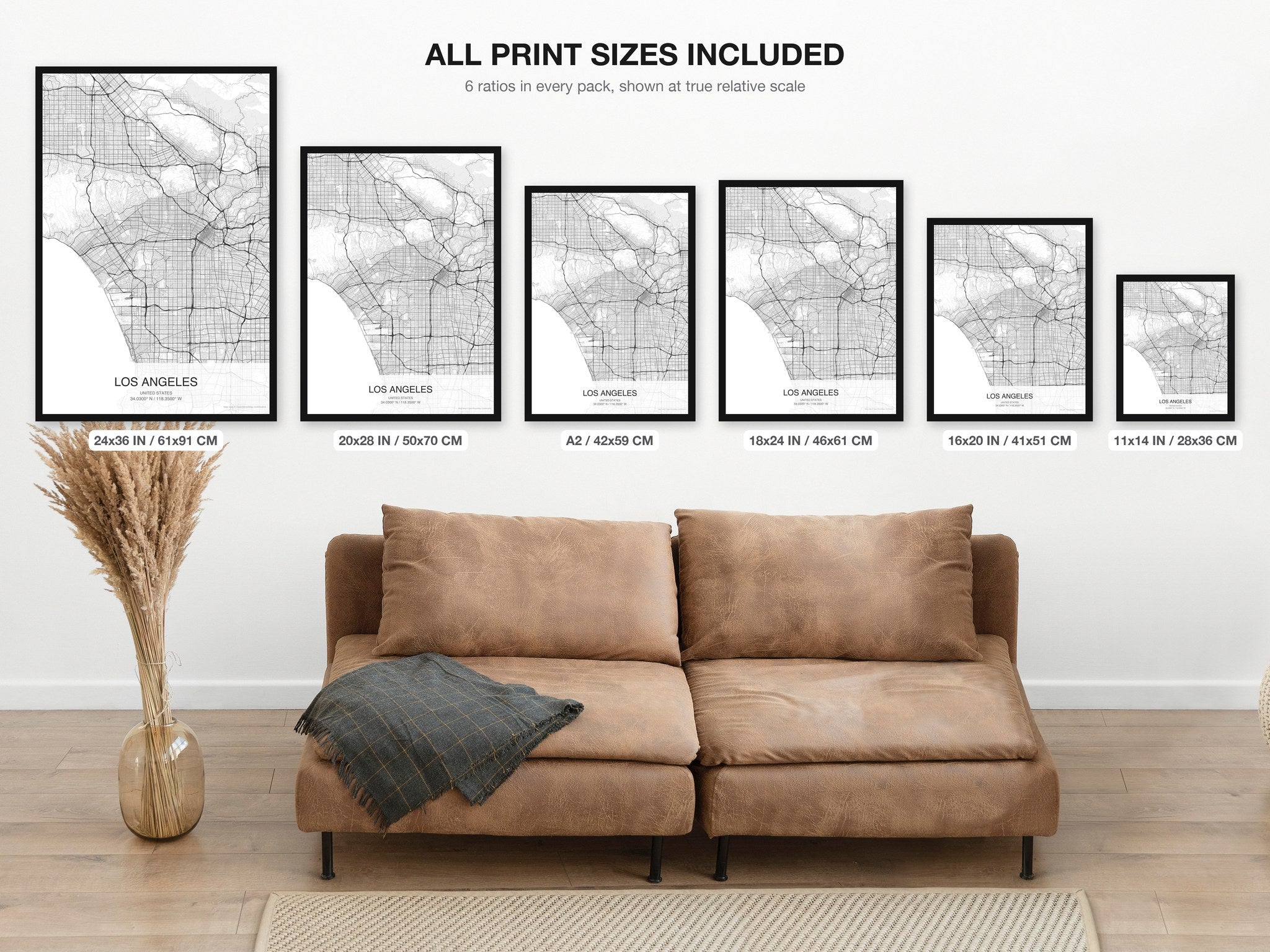 Los Angeles map digital download - all print sizes included, Classic
