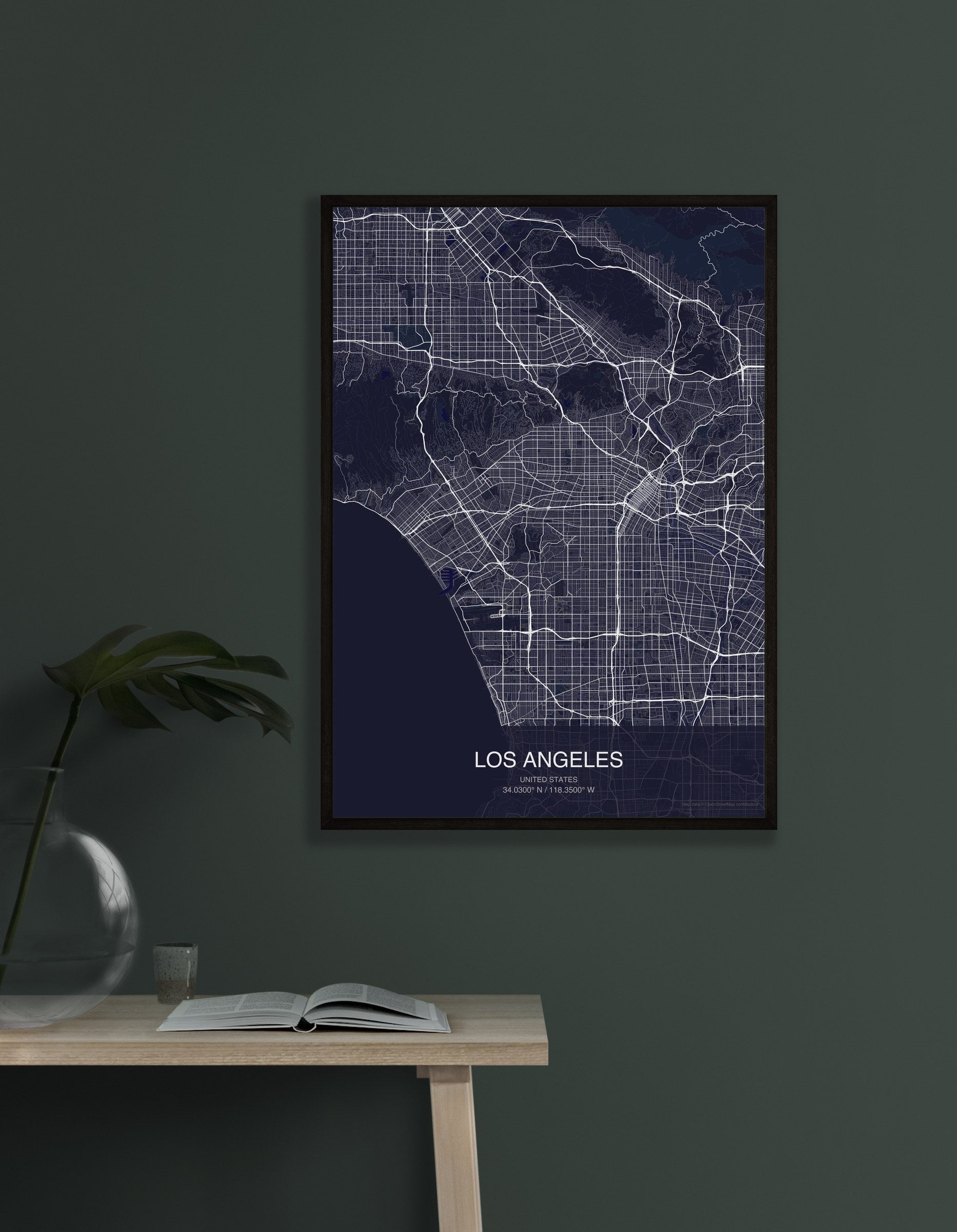 Los Angeles map digital download - Dark style