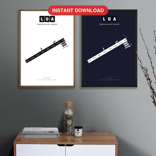 LUA Tenzing-Hillary Airport map - Classic and Dark styles, instant download, square lead