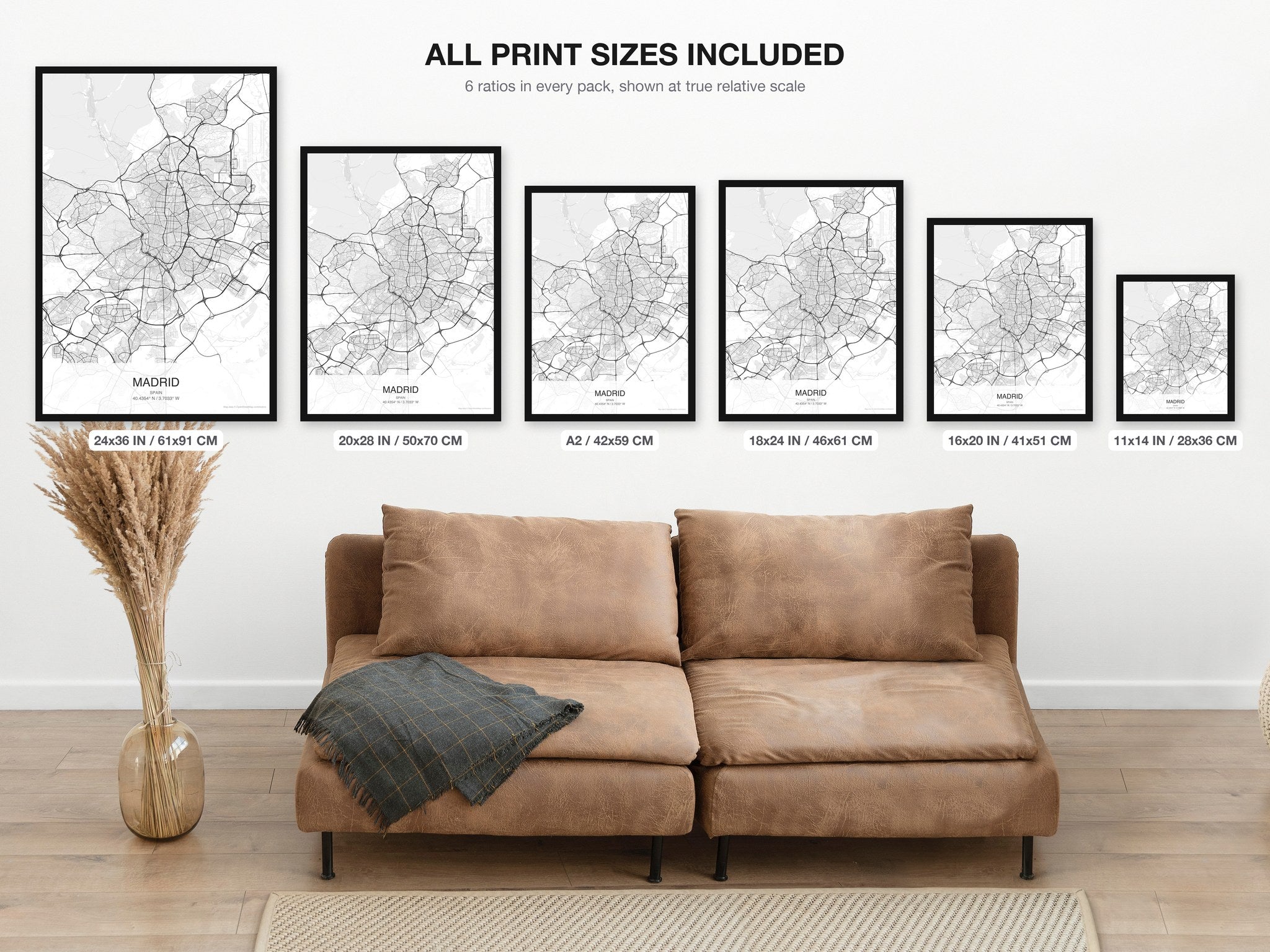 Madrid map digital download - all print sizes included, Classic