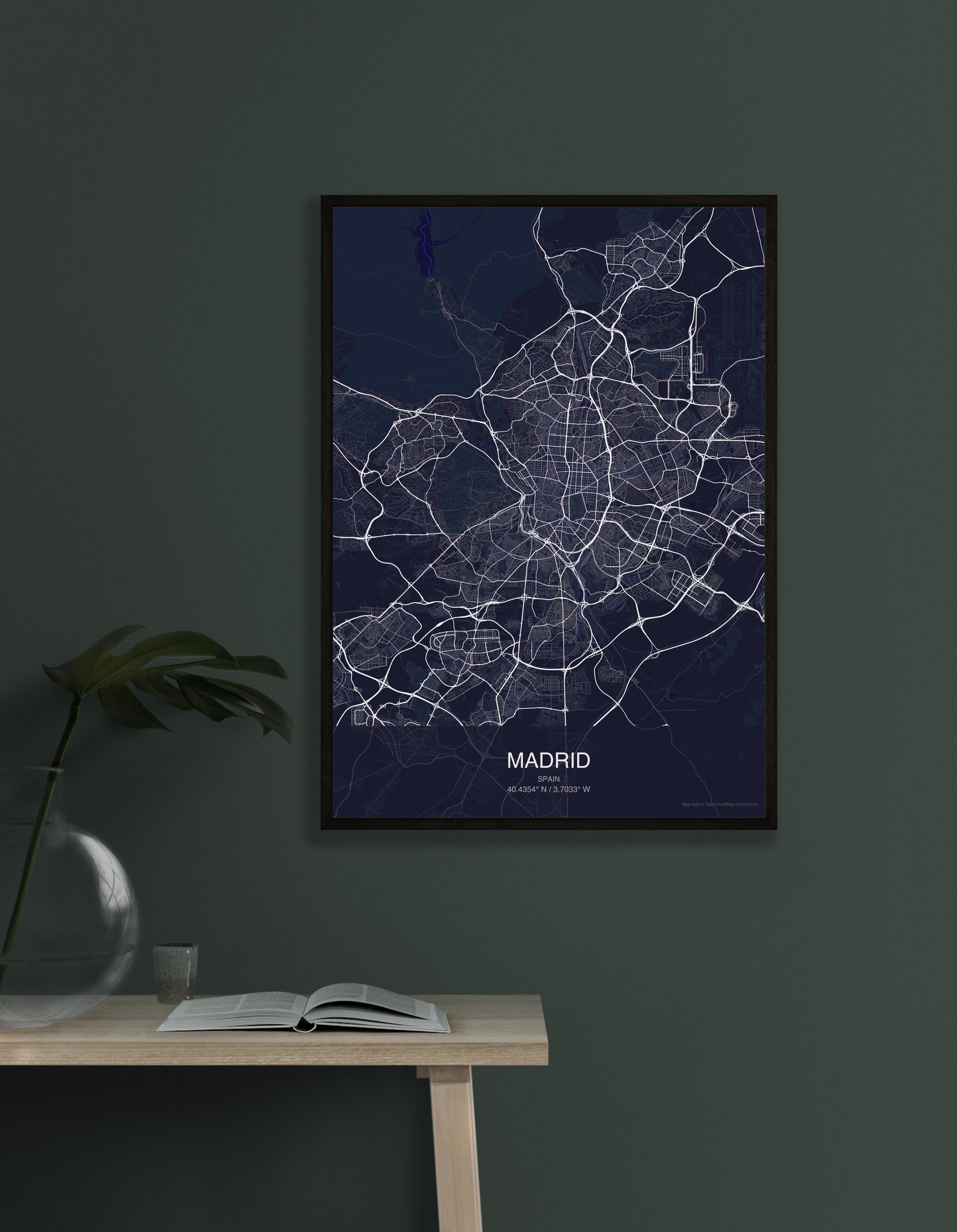 Madrid map digital download - Dark style