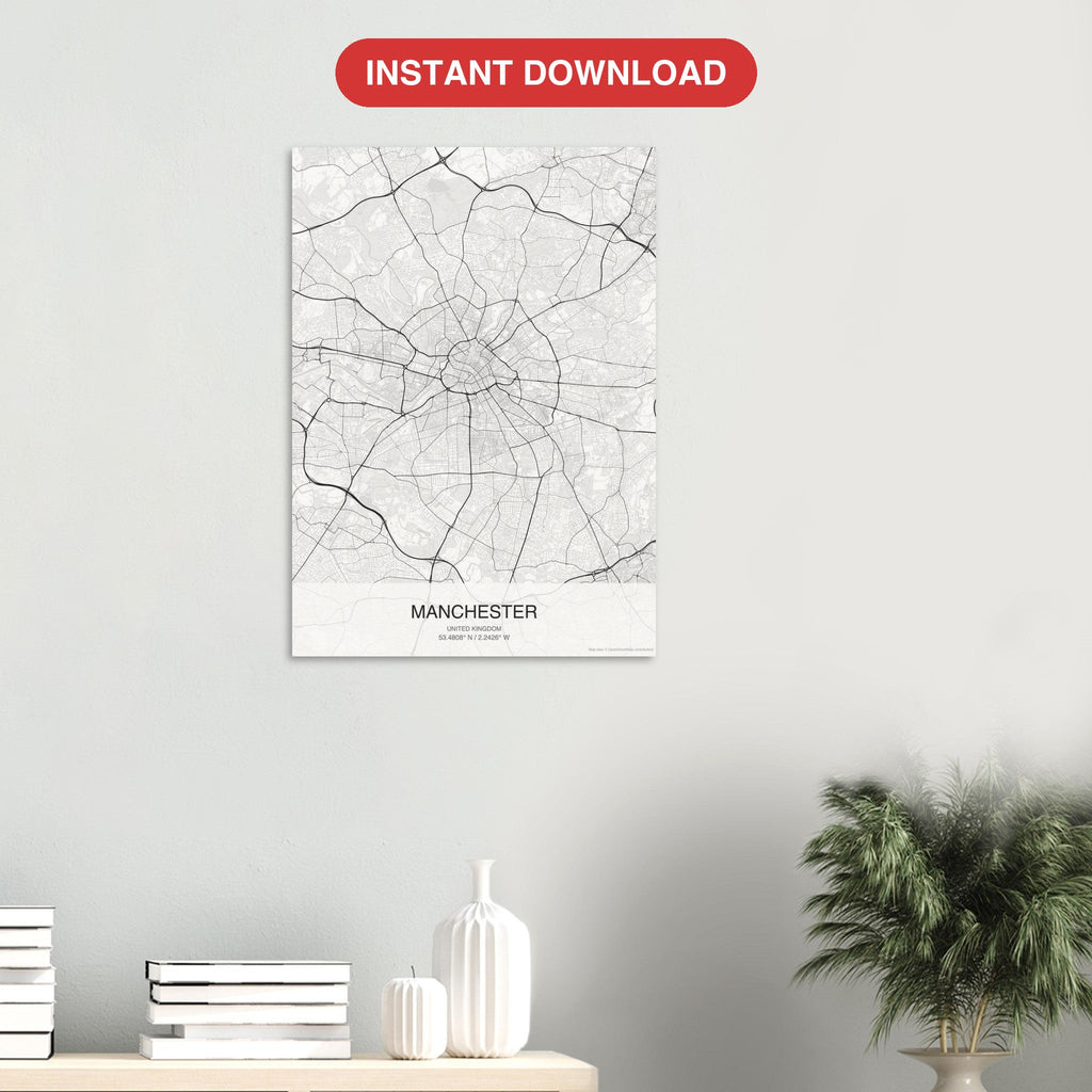 Manchester map digital download — Classic style, instant download