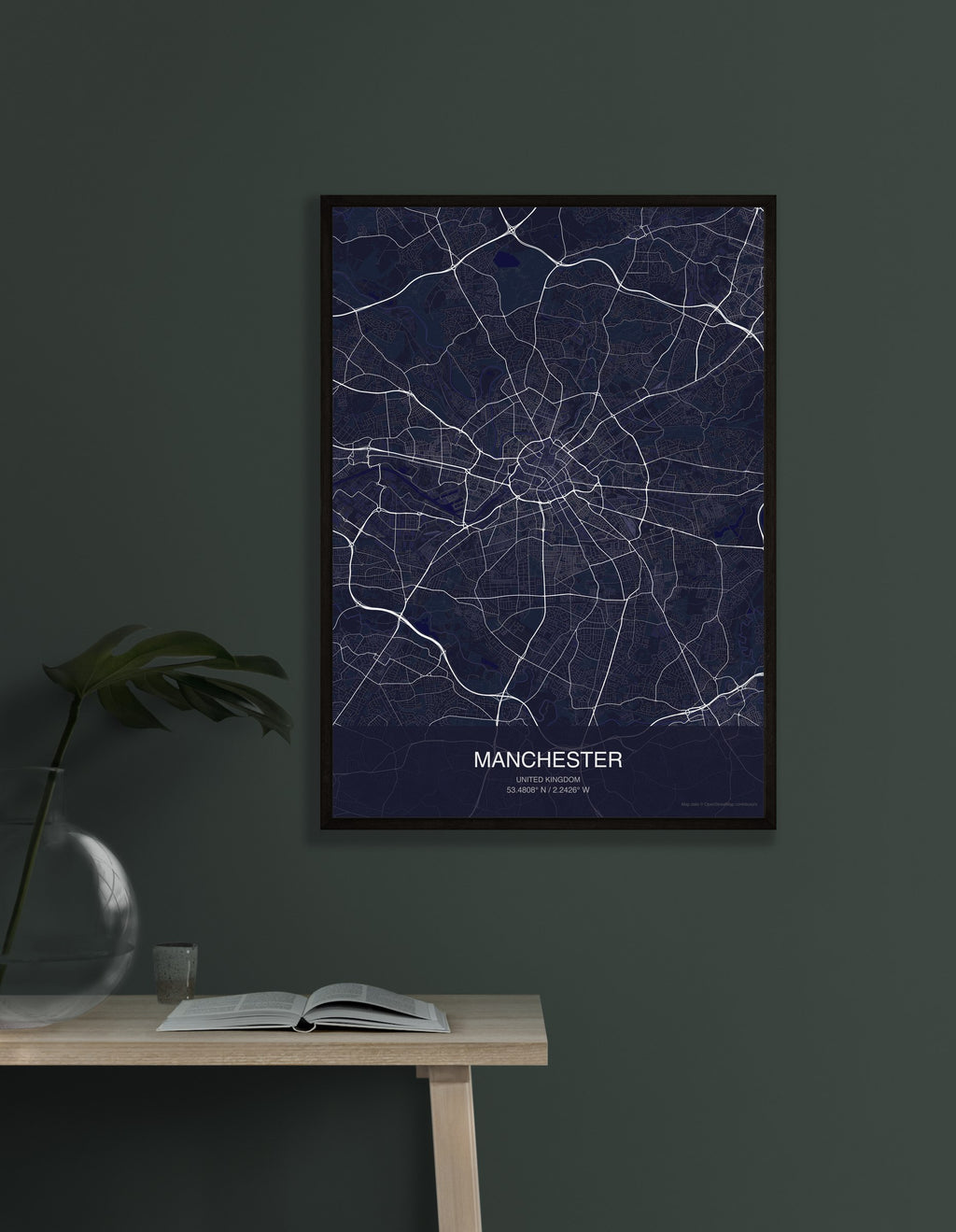 Manchester map digital download - Dark style