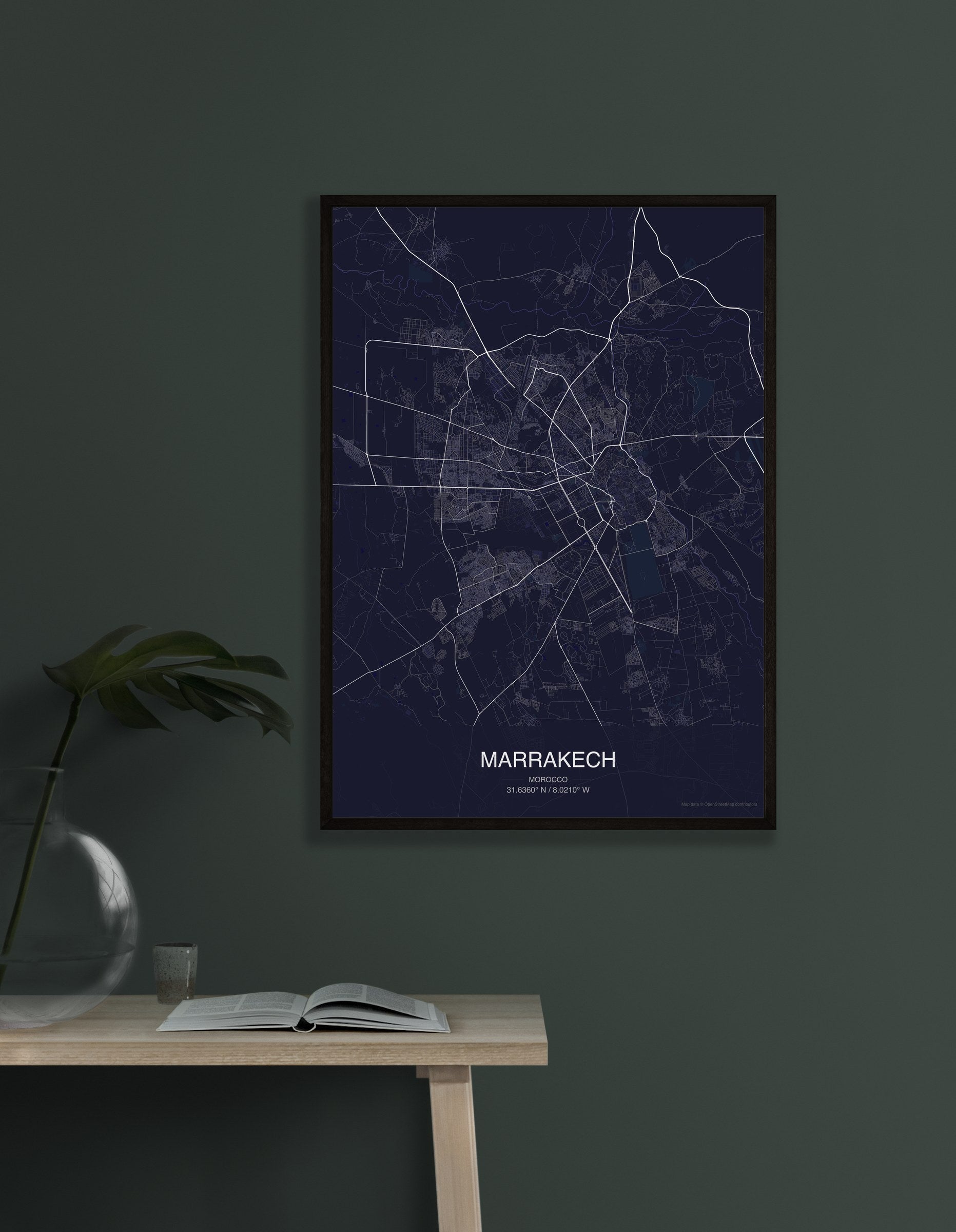 Marrakech map digital download - Dark style