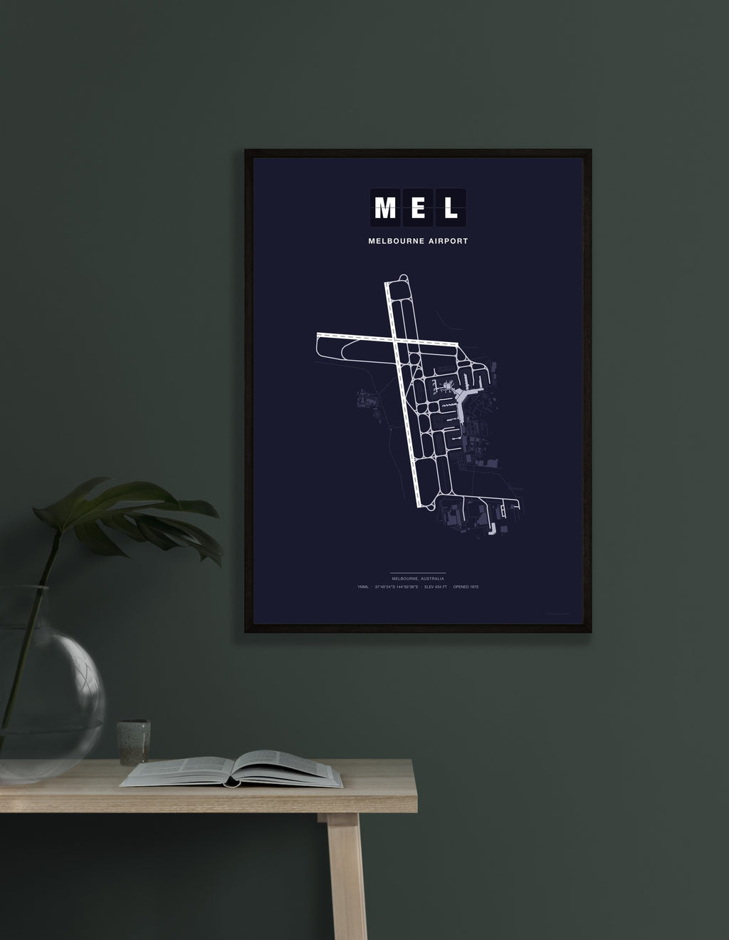 MEL Melbourne Airport map - Dark style