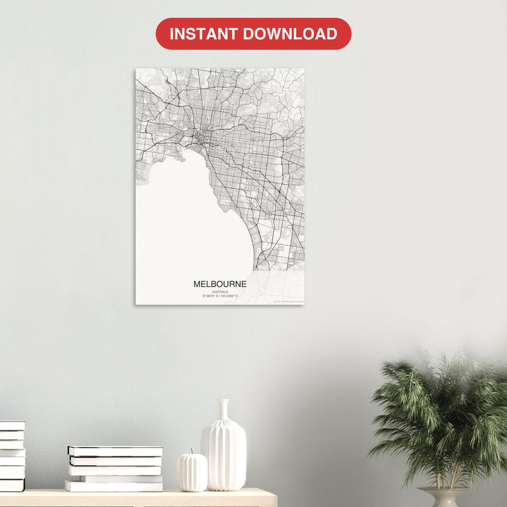 Melbourne map digital download — Classic style, instant download