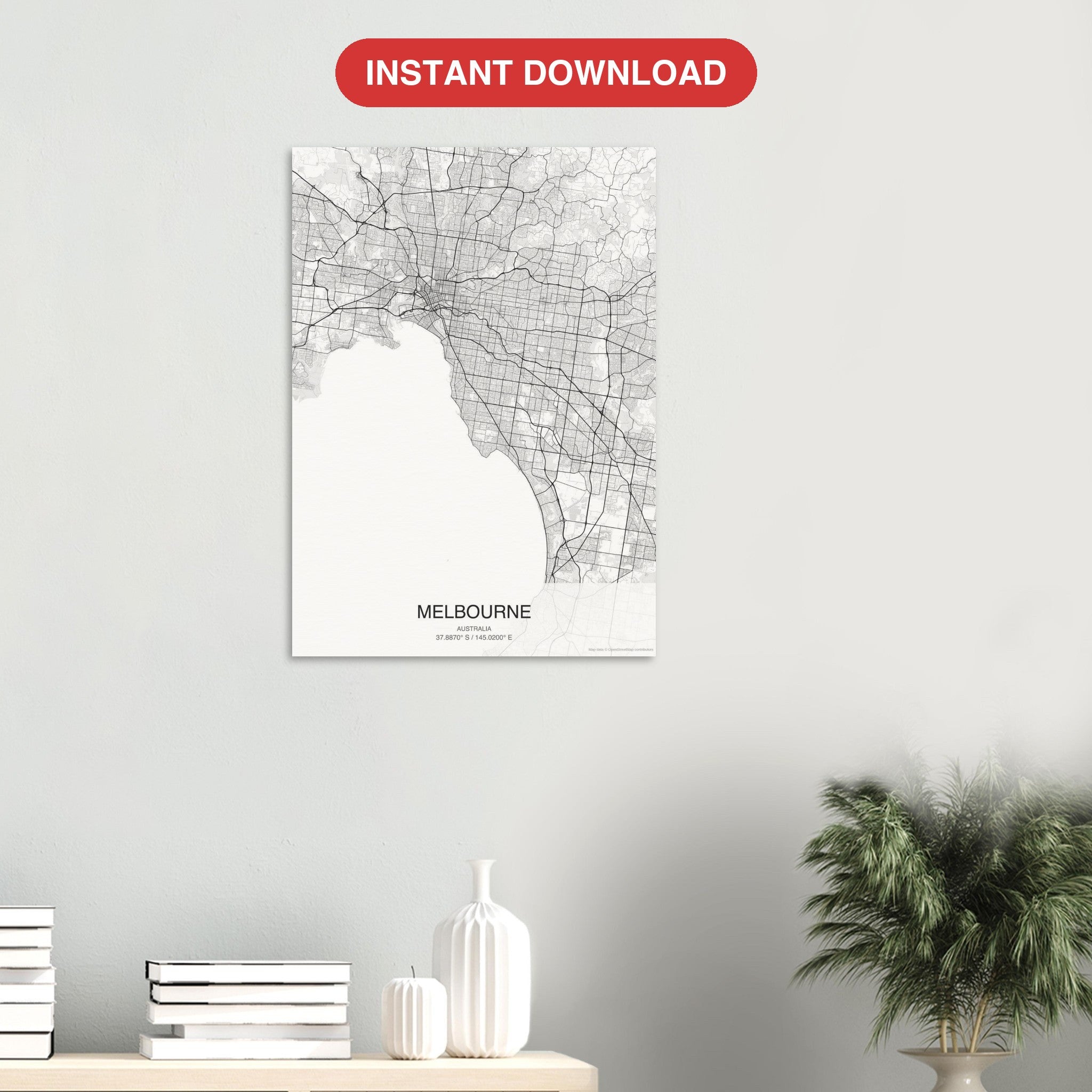 Melbourne map digital download — Classic style, instant download