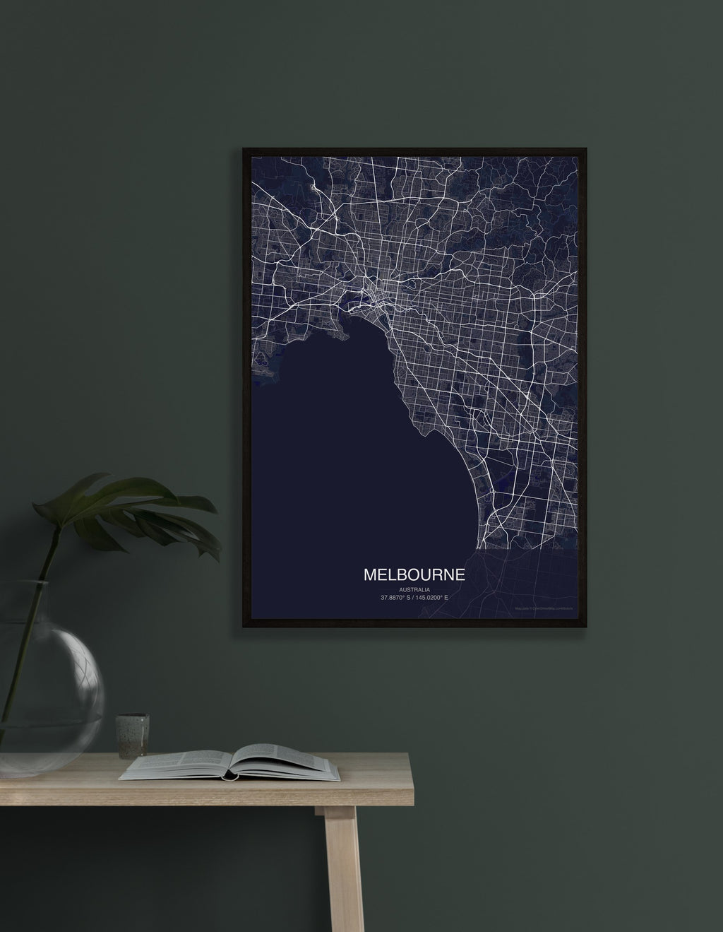 Melbourne map digital download - Dark style