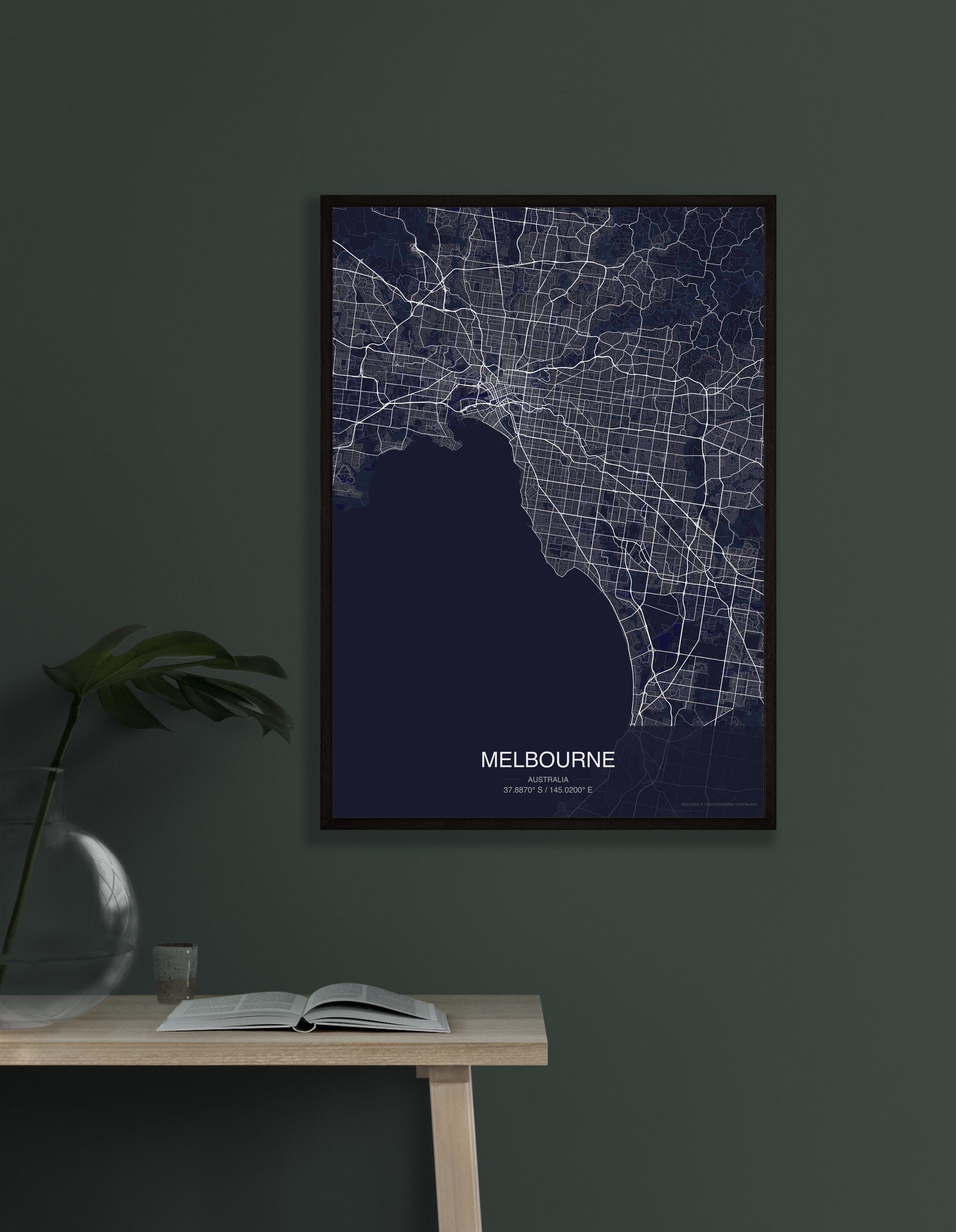 Melbourne map digital download - Dark style