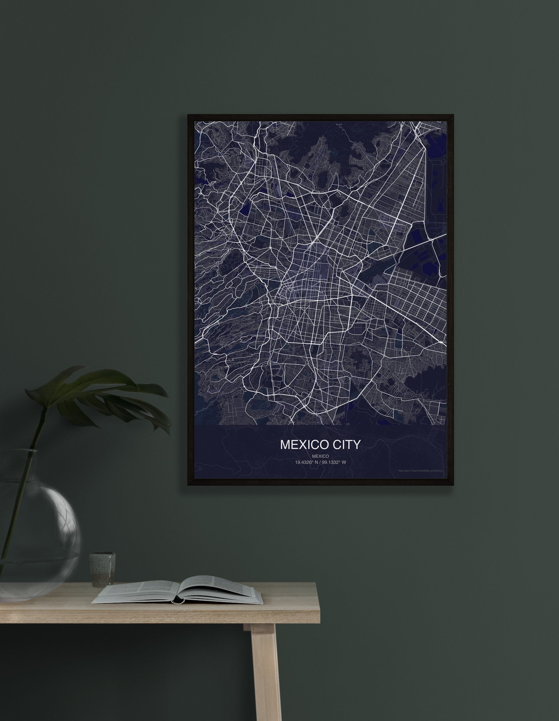 Mexico City map digital download - Dark style