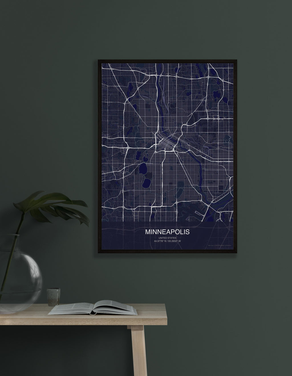 Minneapolis map digital download - Dark style
