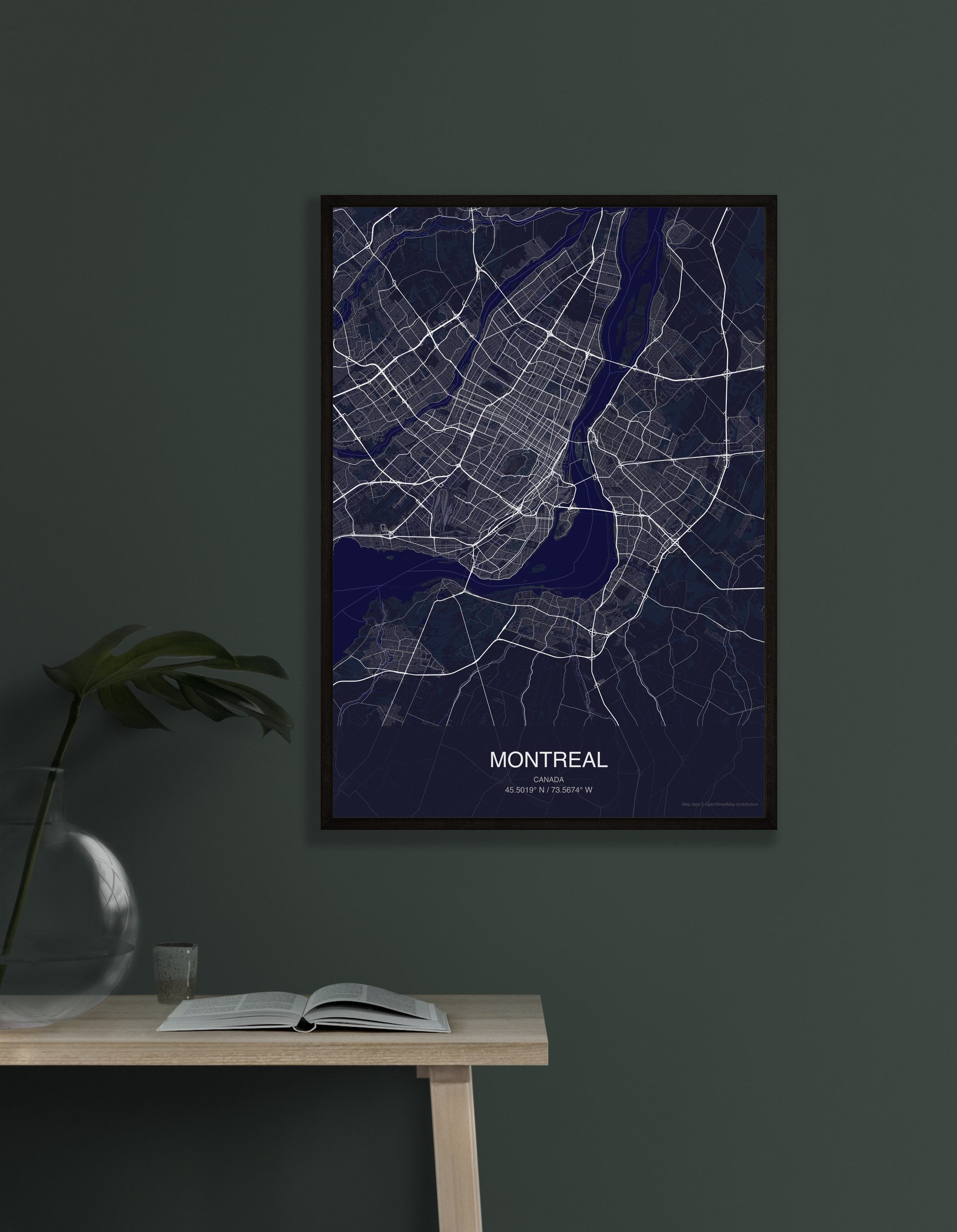 Montreal map digital download - Dark style