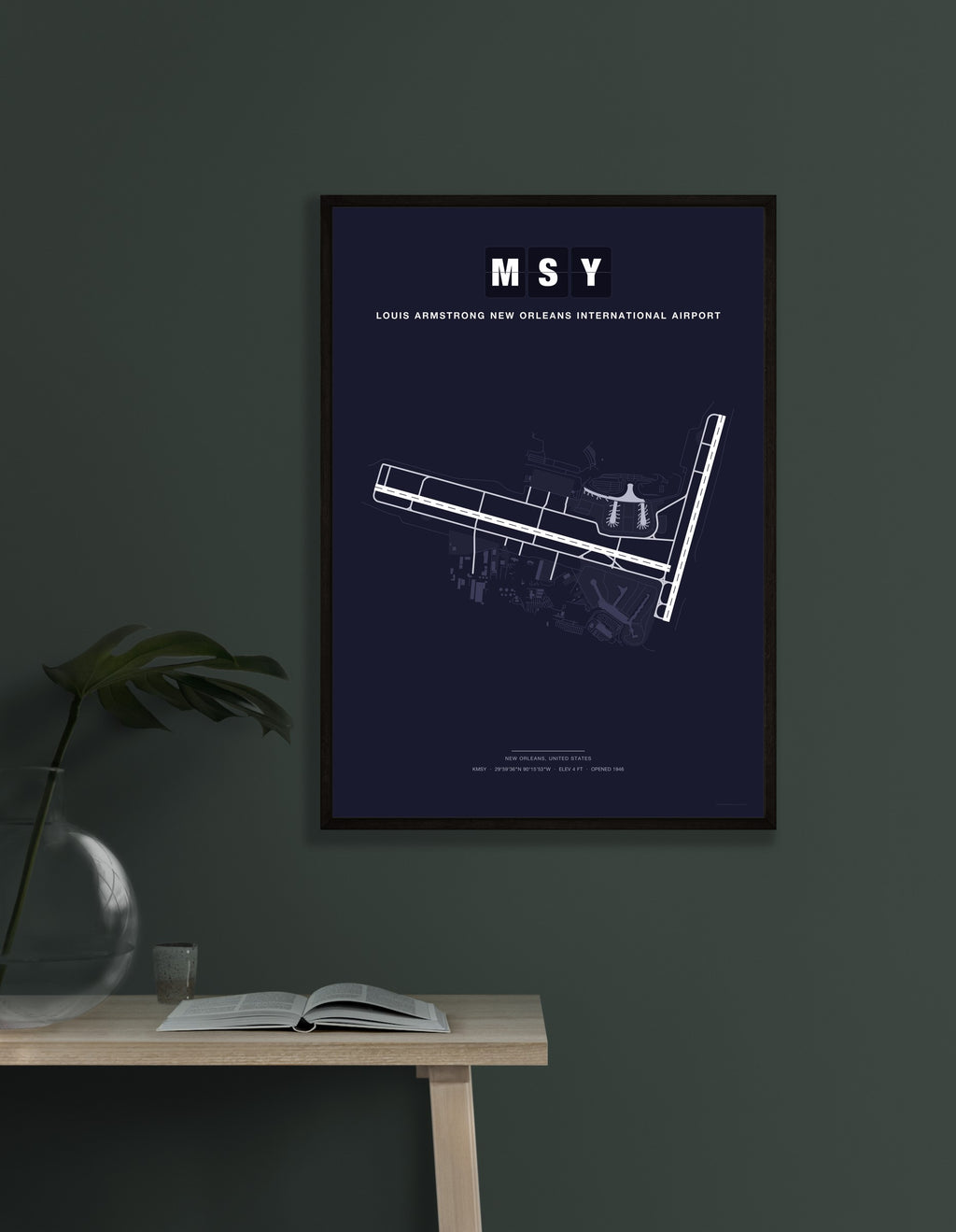 MSY Louis Armstrong New Orleans International Airport map - Dark style