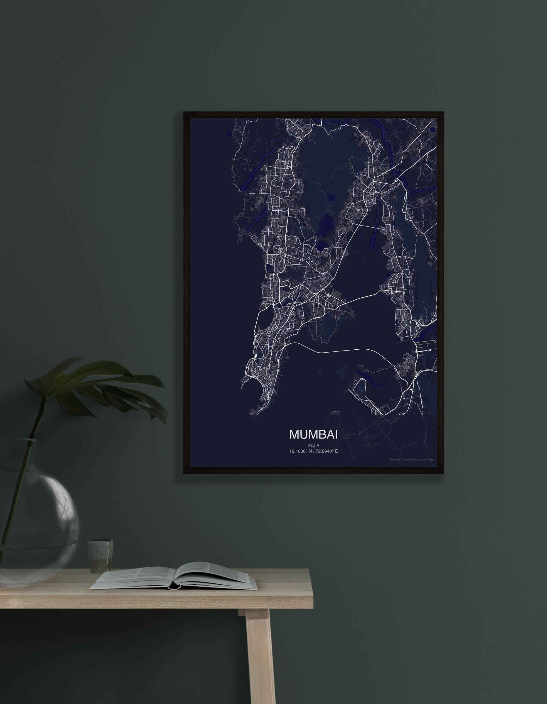 Mumbai map digital download - Dark style