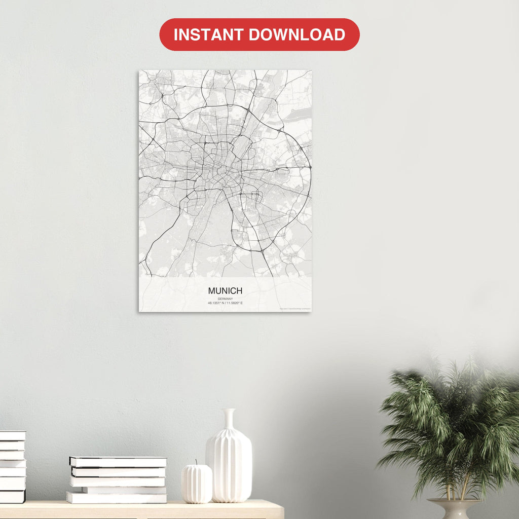 Munich map digital download — Classic style, instant download