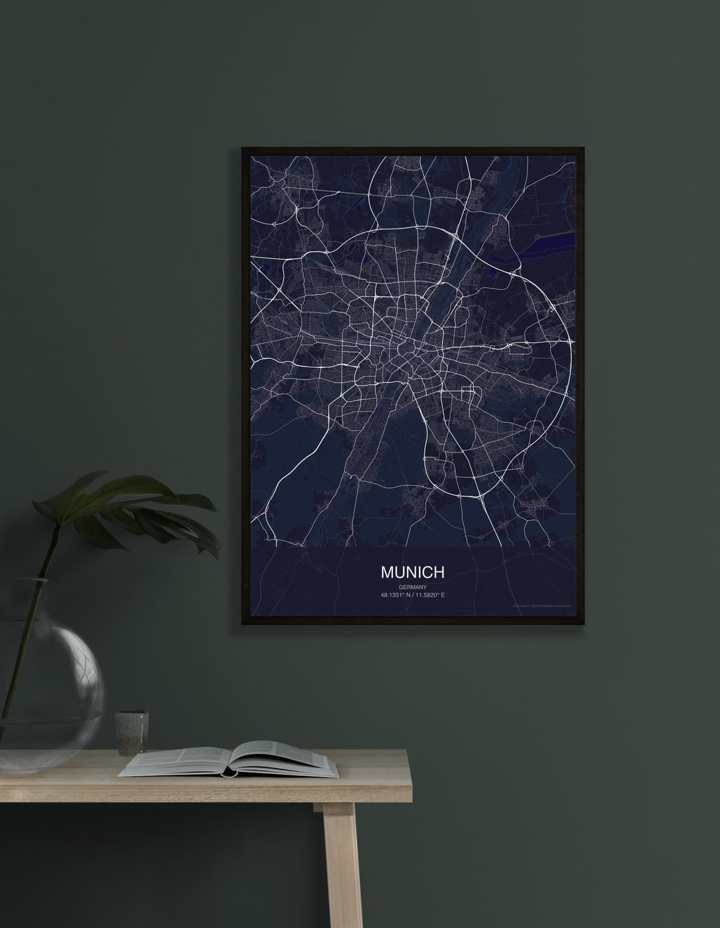 Munich map digital download - Dark style