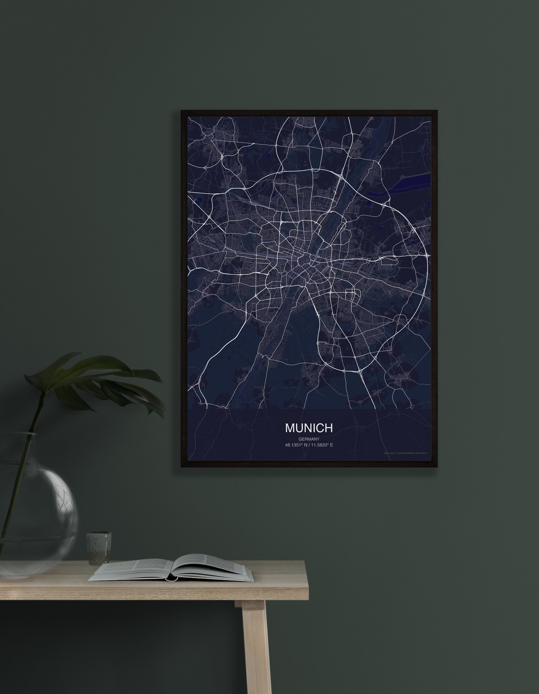 Munich map digital download - Dark style