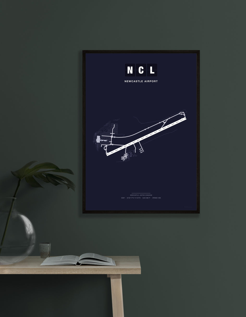 NCL Newcastle Airport map - Dark style