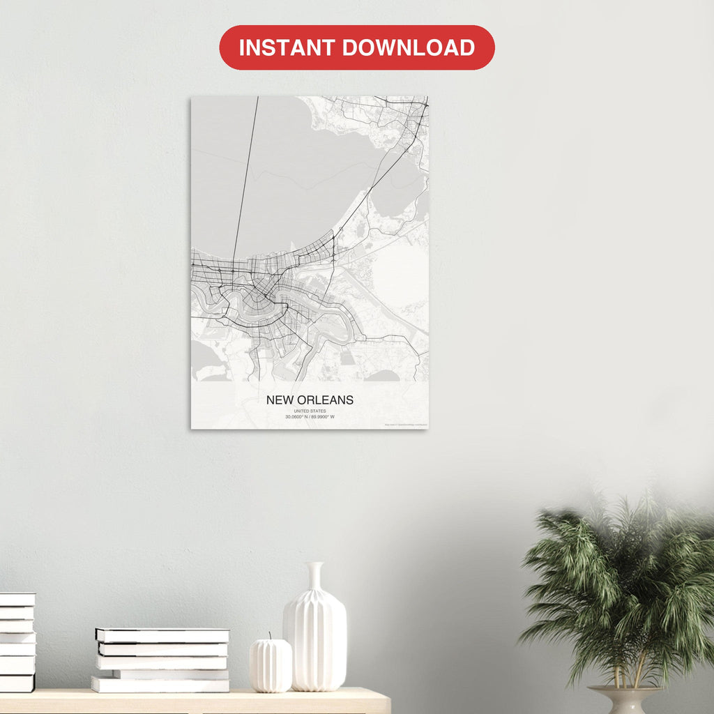 New Orleans map digital download — Classic style, instant download